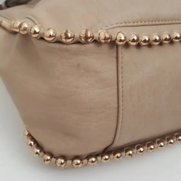 Jessica Simpson Light Blush Large Handbag Hobo Purse with Gold Studs and Strap - Picture 7 of 16